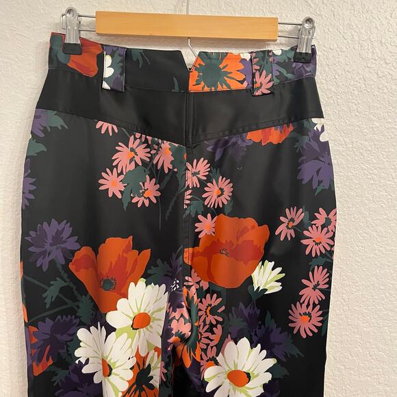 STAUD Austin Pants Size 4 Satin Floral Bloom Flares Black - Picture 5 of 16